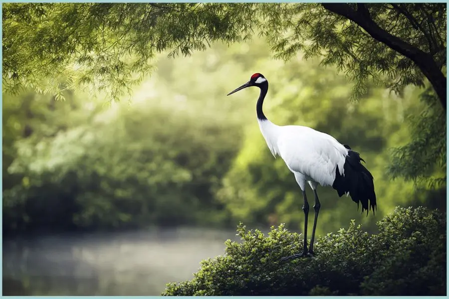 Black-necked crane in Ladakh's wetlands, with its distinctive black head and white body