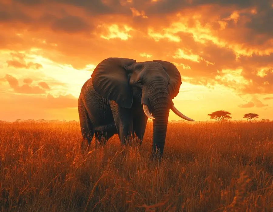 African elephant in the savanna, highlighting the dangers of poaching.
