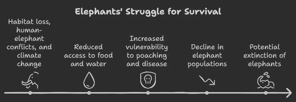 Infographic showing habitat loss and its impact on elephant diets.