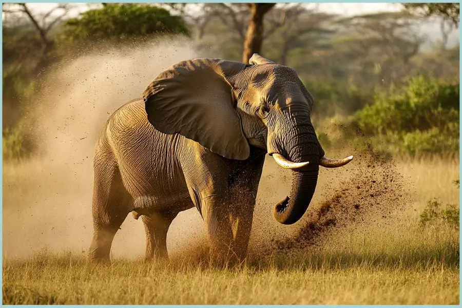 Elephant dispersing seeds through dung in the wild.